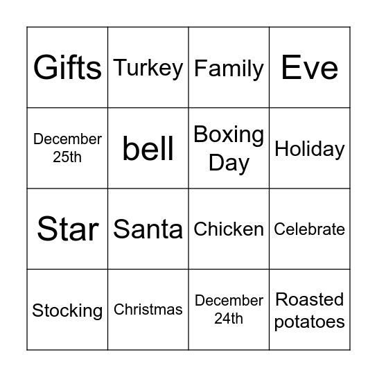 Christmas Bingo Card