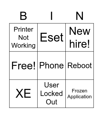 Tech Dept Bingo Card