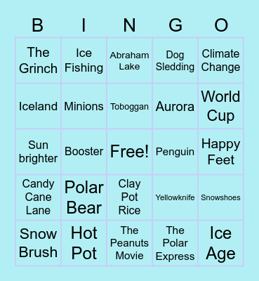 Winter Theme Bingo Card