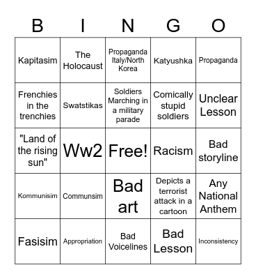 Propaganda Bingo Card