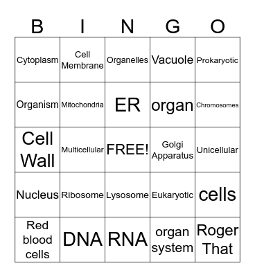 Cells & DNA Bingo Card