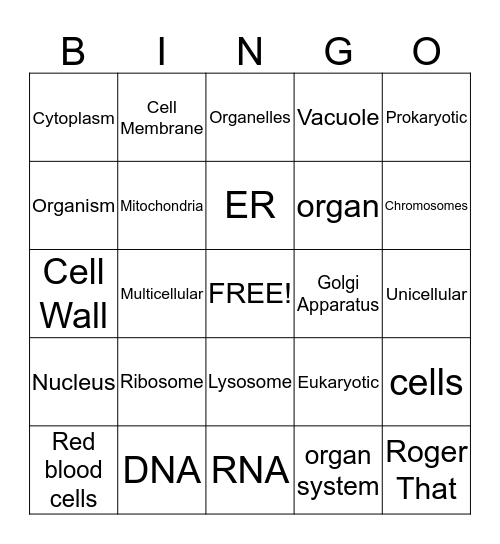 Cells & DNA Bingo Card