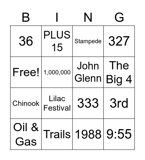 Calgary Bingo Card