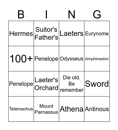 Odyssess Bingo Card