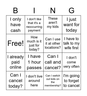 Sales Bingo Card