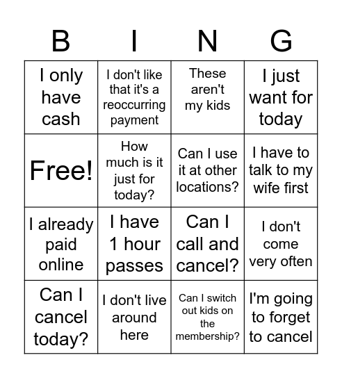 Sales Bingo Card