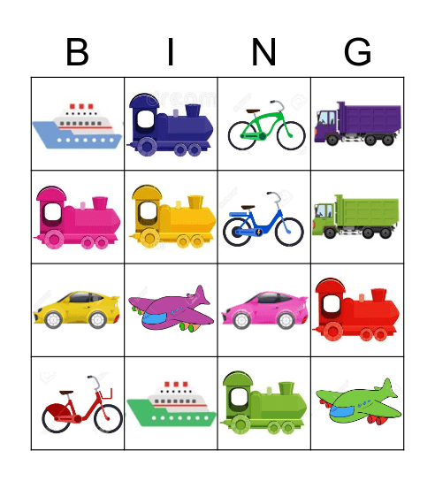 Vehicle Bingo Card