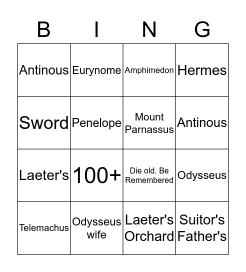 Odyssey Bingo Card