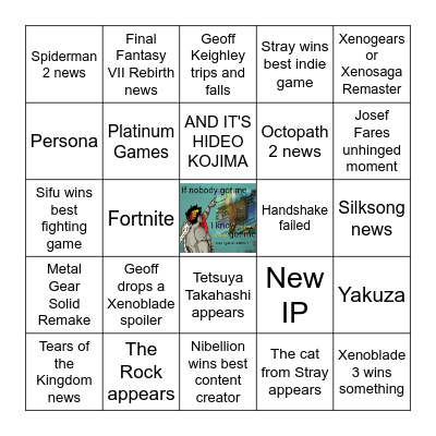 THE GAME AWARDS 2022 BINGO Card