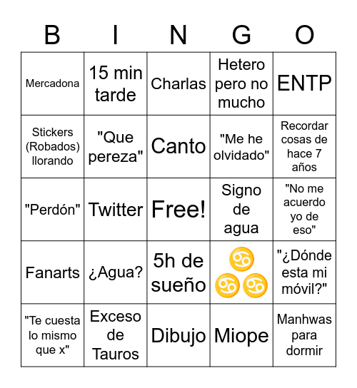 Cristo's Bingo Card