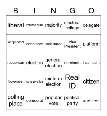 VOTE Bingo Card