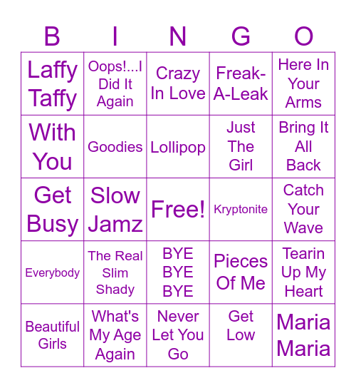 Early 2000s Bingo Card