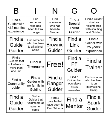Guider Bingo Card