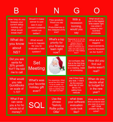 Phone Call Bingo Card