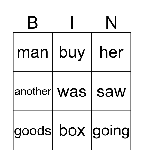 November Words Bingo Card