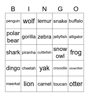 Winter Camp: Planet Earth Bingo Card
