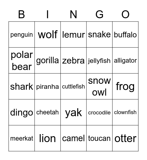 Winter Camp: Planet Earth Bingo Card