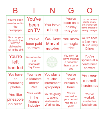 WOTSO Members BINGO Card