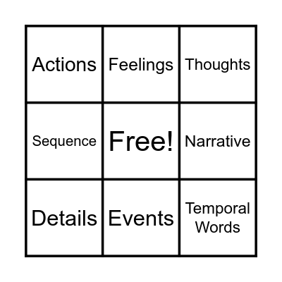 Narrative Bingo! Bingo Card