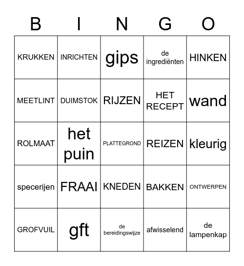 Woordenschat Thema 3 Bingo Card