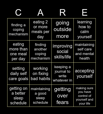 self care bingo Card