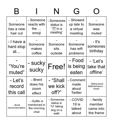 L+R Bingo Card