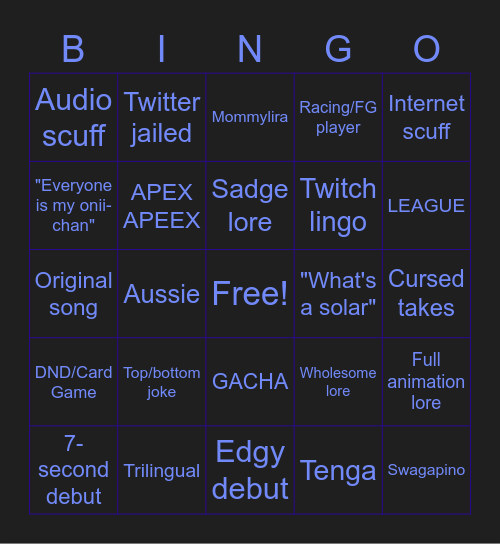 xSoleil Debut Bingo Card