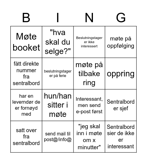 Ringebingo! Bingo Card