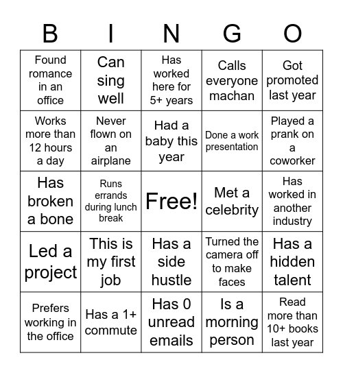 Office Bingo Card