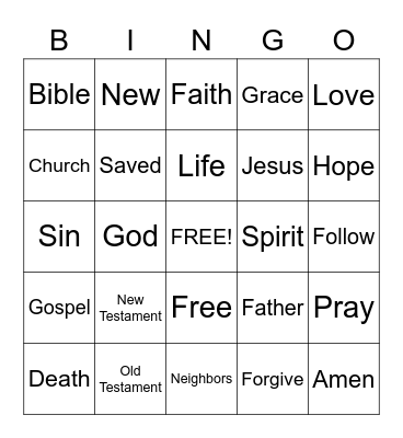 Sermon Bingo.  (To be done only during the sermon) Bingo Card