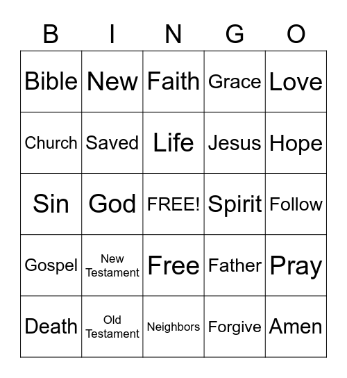 Sermon Bingo.  (To be done only during the sermon) Bingo Card