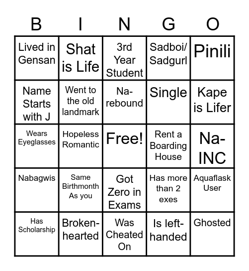 HUMAN BINGO Card