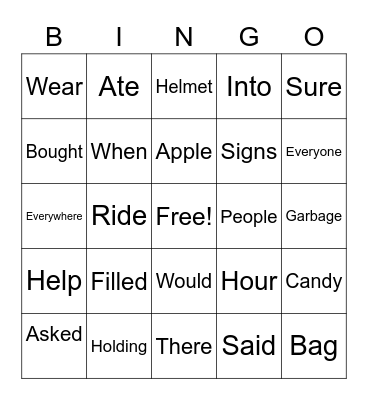The Clean Park Bingo Card