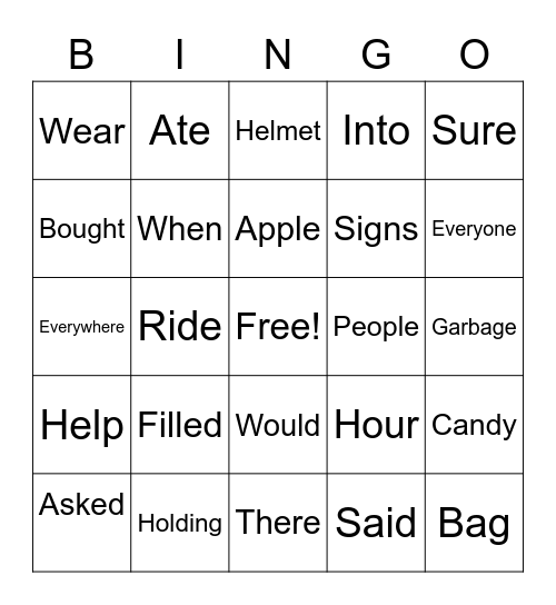 The Clean Park Bingo Card