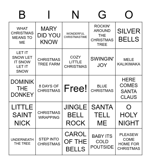 X-MAS HITS Bingo Card