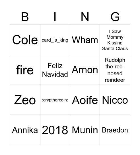 Pleo Xmas Bingo Card