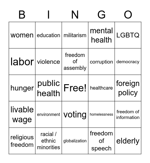 Oligarchs! Bingo Card