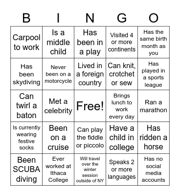 Holiday People Bingo! Bingo Card