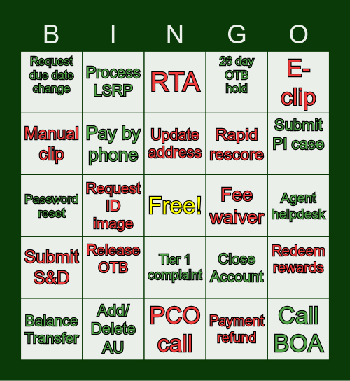 Let's take a call! Bingo Card