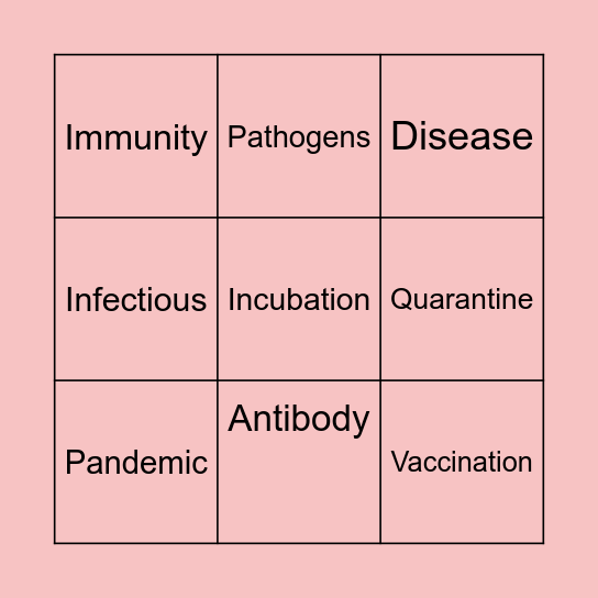 Vaccines Bingo Card