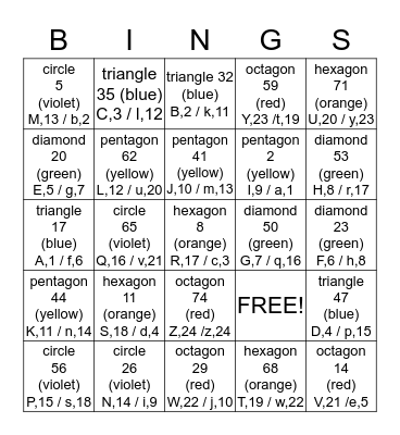 Greek Alphabet Bingo Card