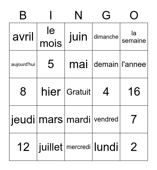 Aliyah Francisco Bingo Card