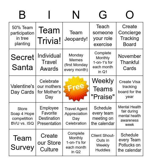 Employee Engagement BINGO Card