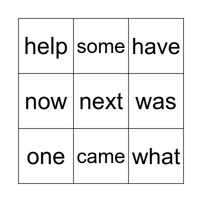 Sight Words - F Bingo Card
