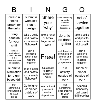 Women's and Infant's 2023 Bingo Game Bingo Card