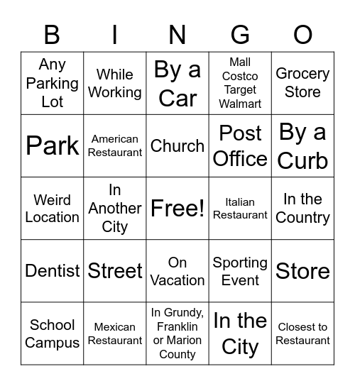 Abandoned Flosser Bingo Card