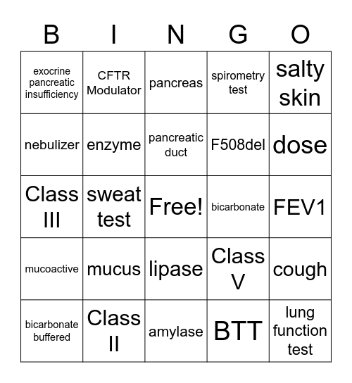 CF Bingo Card