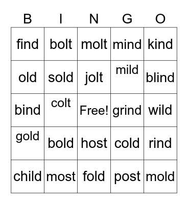 Suffixes Bingo Card