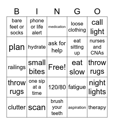 Safety Bingo Card