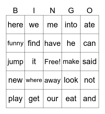 Sight Word Bingo Week 4 Bingo Card